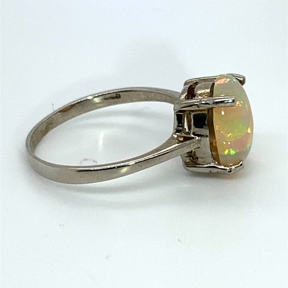 Welo Opal 2.48ct Platinum Finish Solid 925 Sterling Silver Ring - Picture 5 of 7